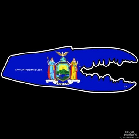 Shore Redneck New York Flag Crab Claw Decal