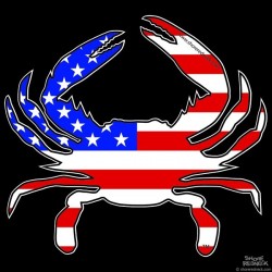 Shore Redneck US Flag Themed Crab Decal