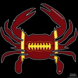 Shore Redneck  Football Burgundy/White/Gold Crab Decal