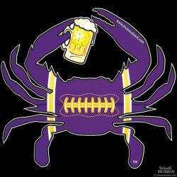 Shore Redneck  Football Purple/Black/Gold Beer Crab Decal