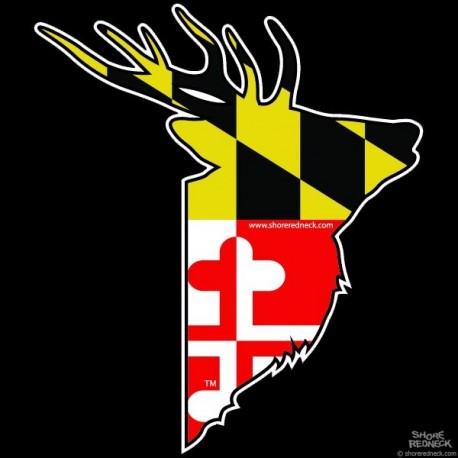 Shore Redneck Maryland Flag Sika Stag Profile Decal