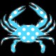 Shore Redneck Blue and White Polka Dot  Crab Decal