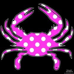 Shore Redneck Pink and White Polka Dot  Crab Decal