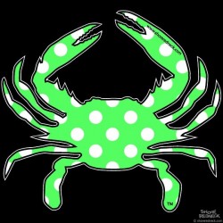 Shore Redneck Green and White Polka Dot  Crab Decal