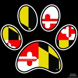 Shore Redneck MD Dog Paw Print Decal