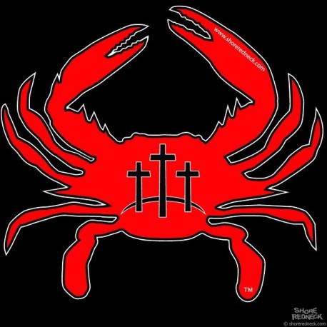 Shore Redneck Calvary Crosses Red Crab Decal