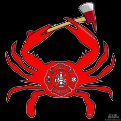 Shore Redneck Red Fire and Rescue Axe Crab Decal
