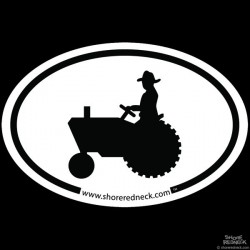 Shore Redneck Simple Tractor Oval Decal