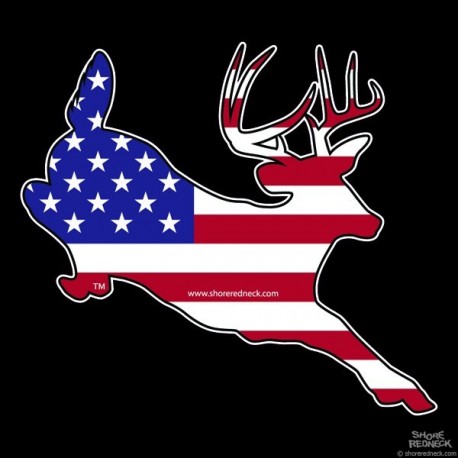 Shore Redneck U.S. Flag Jumping Buck Decal