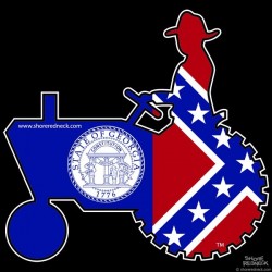 Shore Redneck Old Georgia Flag Tractor Decal