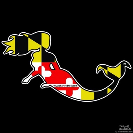 Shore Redneck Maryland Flag Mermaid 2 Decal