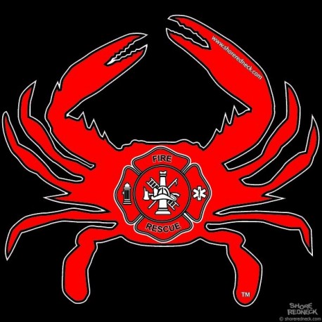 Shore Redneck Red Fire and Rescue Crab Decal