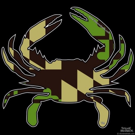 Shore Redneck MD Green n Tan Crab Decal