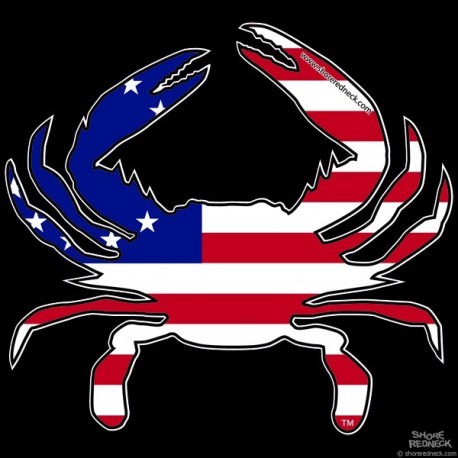 Shore Redneck Betsy Ross Flag Crab Decal