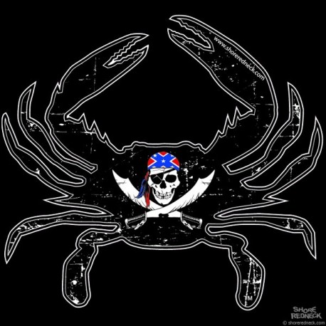 Shore Redneck Jolly Roger Dixie Flag Crab Decal