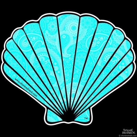 Shore Redneck Blue Paisley Fan Shell Decal
