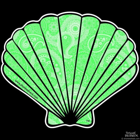 Shore Redneck Green Paisley Fan Shell Decal