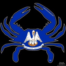 Shore Redneck Louisiana Flag Crab Decal